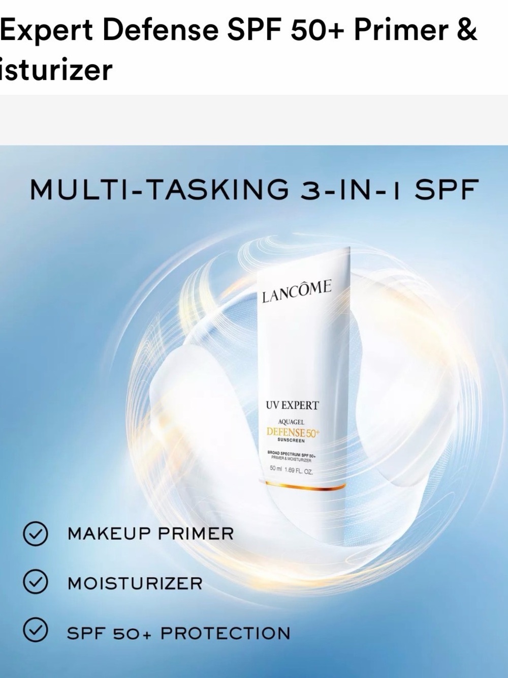 Lancôme UV Expert Supra Screen Invisible Sunscreen Serum — White & Gold Accents - Picture 3 of 3